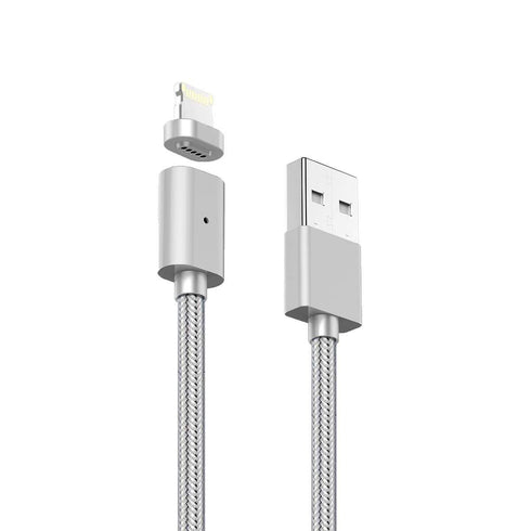 AussieSuperStore Homeware Supplies Tough Nylon Rope Style USB Lightning Charging  8 Pin to USB 2.0 Magnetic Data/Charger Cable (Silver) CBMEGAPCBLSLV